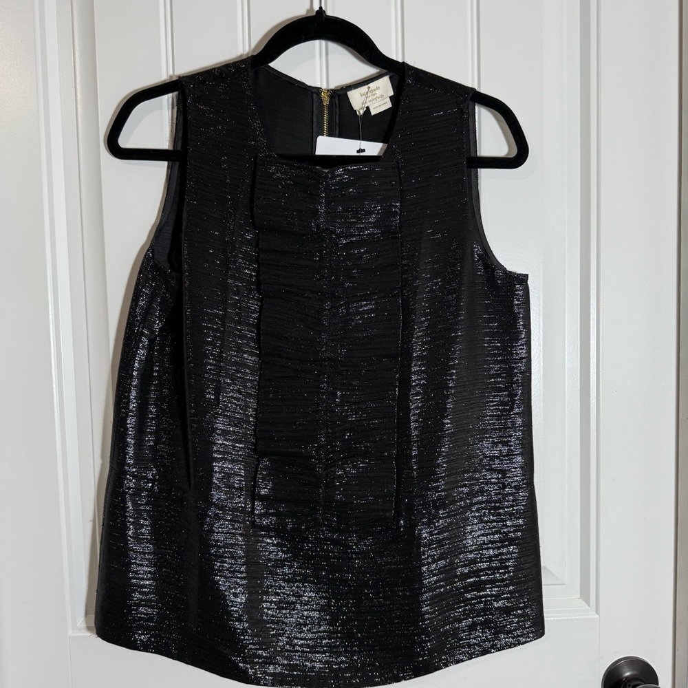Kate Spade Shimmering Black Sleeveless Blouse